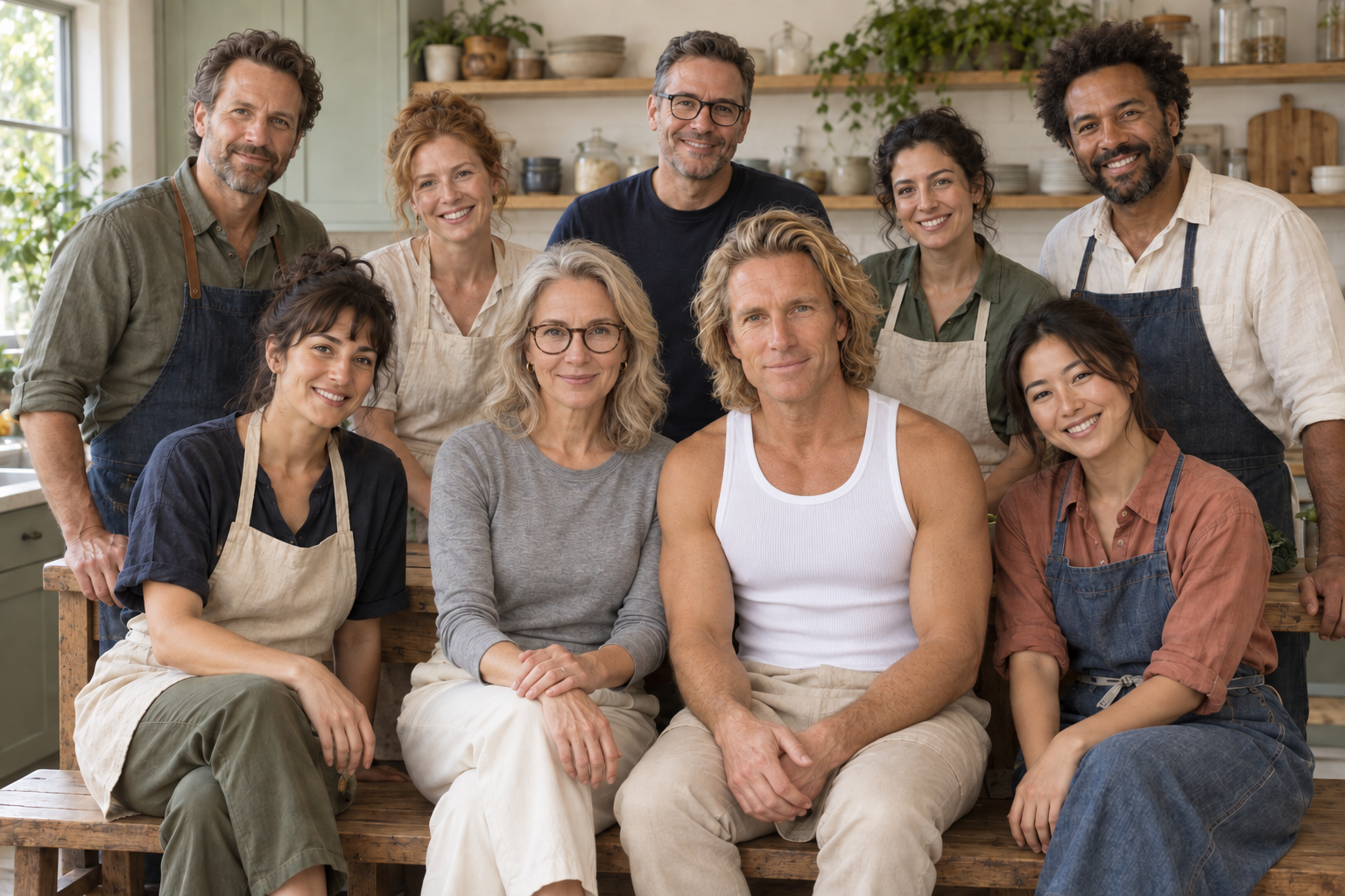 Illustrative forkful kitchen group portrait